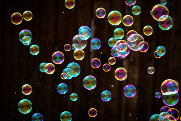bubbles rise up in a black background